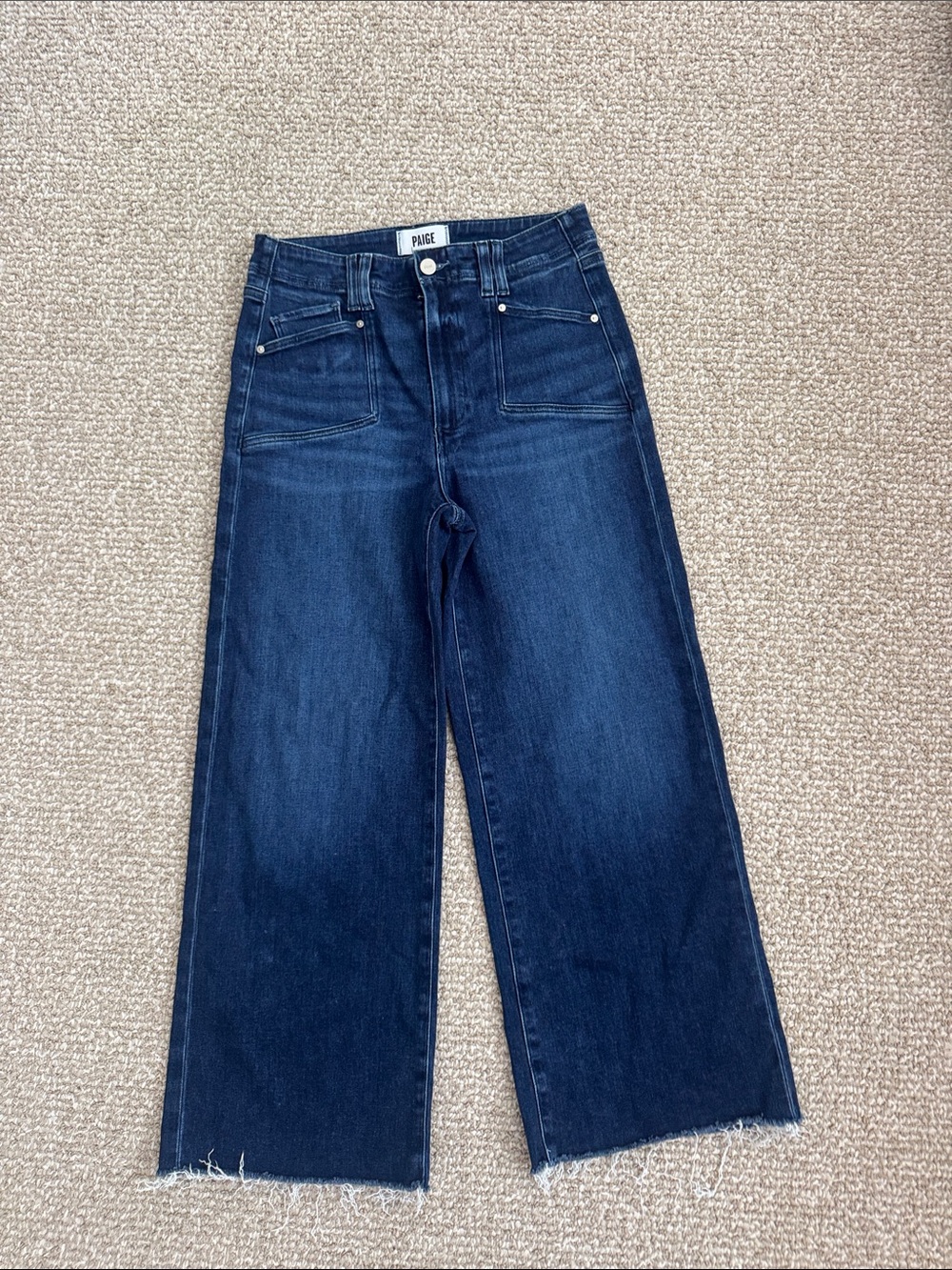 PAIGE Wide-Leg High-Rise Jeans in Dark Indigo